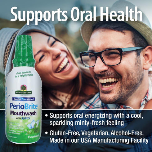 Nature's Answer Periobrite Cool Mint All-Natural Mouthwash 16oz (2 Pack) - Promotes Healthy Teeth & Gums