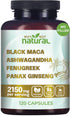 Why Not Natural 4-in-1 Organic Black Maca Root, Ashwagandha, Fenugreek, Panax Ginseng Capsules - 120 Count