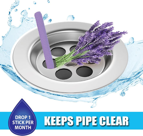 SANI 360° Sani Sticks Drain Cleaner and Deodorizer, Enzyme Pipe Cleaners for Sinks, Bathtub Drains, Septic Tanks, 24