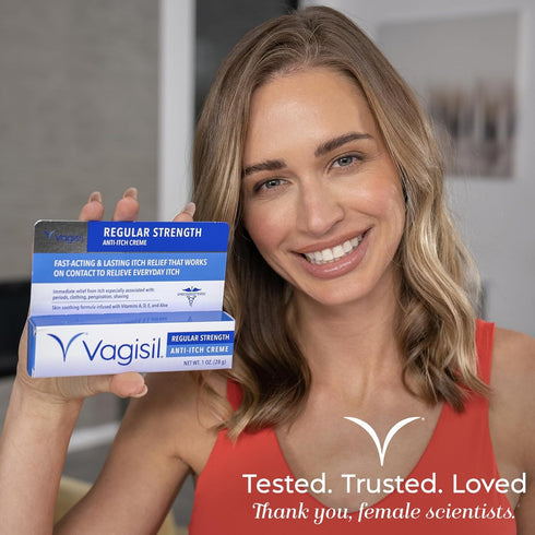 Vagisil Anti-Itch Feminine Cream - Regular Strength, Gynecologist Tested, 1 oz (Pack of 4) for Itch Relief