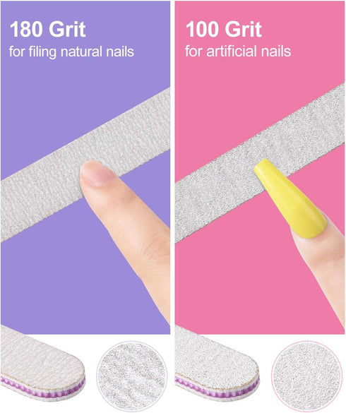 Nail File and Buffer Set, MORGLES 3pcs Nail Files 100/180 with 2pcs Buffers, Cuticle Trimmer Kit for Women
