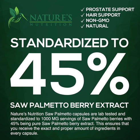 Saw Palmetto Extract Prostate Supplement - 1000 MG Nature's Support for Men's Prostate Urinary Health, 60 Capsules