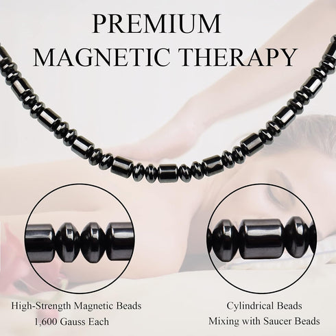 Magnetic Necklace, Hematite Necklace for Magnetic Therapy, Crystal Healing Necklace for Pain and Stress Relief