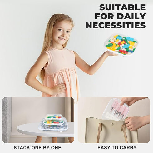 Zippered Hard Pouch, Clear Hard Shell Zipper Case for Small Toiletry Bag, Toys, Building Blocks, and Stationery