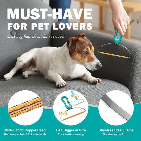 Deep Cleaning Pet Hair Remover Tool for Dog Cat Hair, Multi Fabric Edge Lint Cleaner Pro, Carpet Scraper Rake