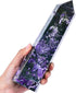 AMOYSTONE Purple Moss Agate Stone Tower - Obelisk Healing Crystal Rock Point Wand, Reiki Healing Gifts, 1.1-1.7 LBS