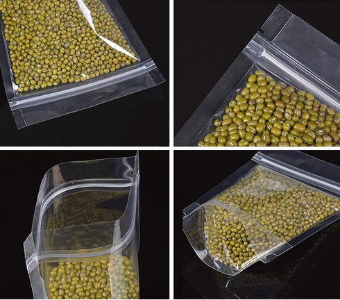 Clear Zipper Stand Up Pouch Bag, 100Pcs 7.0x10.2 Heat Sealable Zip Lock Snack Food Tea Packing Pouches