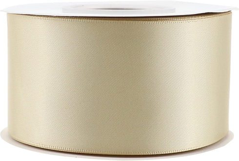 Champagne Gold Ribbon 2 Inch Double Face Satin, 25 Yards Thick for Gift Wrapping, Wedding Decor, Bridal Bouquet, DIY