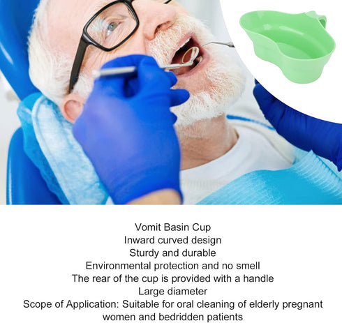 Kidney Tray Plastic - Mouth Wash Basin Cup for Bed Toothbrush, Large with Handle for Oral Care, Sick Kidney Shape
