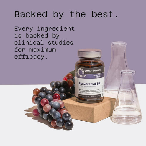 Quality of Life Powerful Anti Aging, All Natural Formula Resveratrol SR, 30 Vegicaps