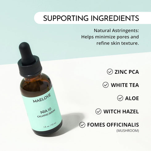 MAELOVE NIA 10 Niacinamide Serum, Calming Face Serum for Hydration, Pore Refinement, Suitable for Sensitive Skin