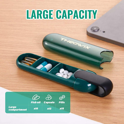 THERAVIX 3X Pill Organizer a Day, Daily Pill Case for Purse with Portable Design, Travel Pill Box to Hold Vitamins