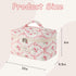 Large Quilted Makeup Bag for Women and Girls, Cute Coquette Floral Cotton Cosmetic Bag, Aesthetic Travel Organized Toiletry Bags (01Pink Bows)