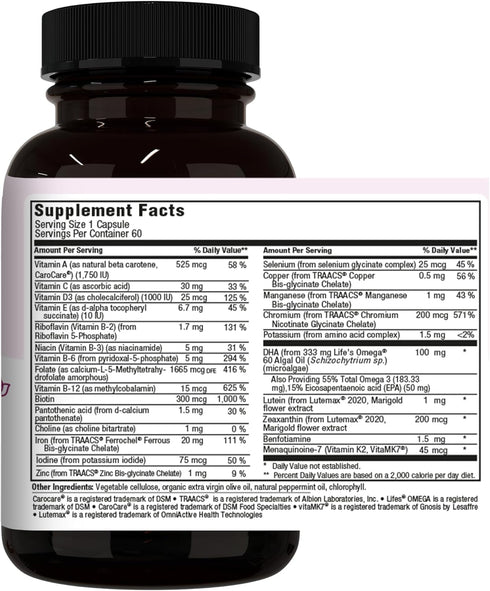 Maxi Health - Methyl Prenatal DHA Prenatal Vitamins Women - Doctor Formulated, Kosher, Gluten Free Prenatal Multivitamin with 25 Nutrients Including DHA, Folic Acid & More, 60 Liquid Caps