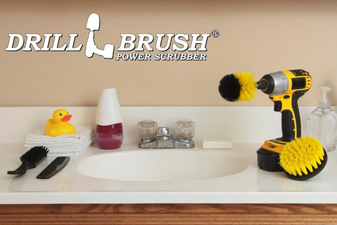 Carpet Cleaner Mini Corner Drill Brush and 4-inch Flat Scrub Brush Kit for Bathroom Accessories