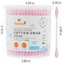 Pink Cotton Swabs Precision Pointed - 200 Count Organic Cotton Buds, Double-Sided, Lint-Free, Soft, Gentle (Pink)