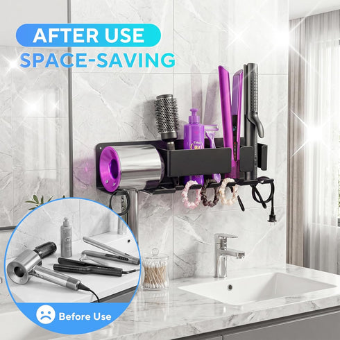 Hair Dryer Holder Wall Mounted, Blow Dryer Holder, Metal Hair Tool Organizer, Curling Iron, Straightener Holder, Hair