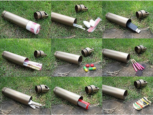Portable Survival Waterproof Pill Container - Outdoor Capsule Seal Bottle Holder Case EDC Emergency Tool (Grey)