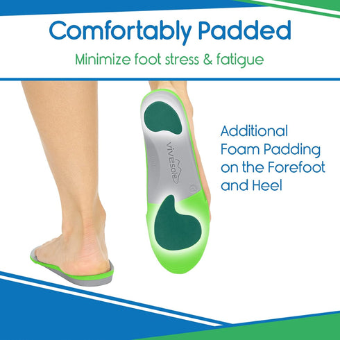 Orthotic Inserts for Plantar Fasciitis - Full Length Arch Support Insoles for Comfort and Relief from Foot and Heel Pain
