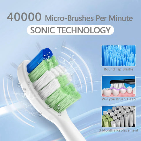JTF Sonic Electric Toothbrush with Travel Case and 6 Brush Heads, Fast Charging for 60 Days, 5 Modes (Pink)