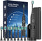 Upgraded Sonic Electric Toothbrush for Adults, Black, 8 Brush Heads, IPX7 Travel Case, 5 Modes, Smart Timer