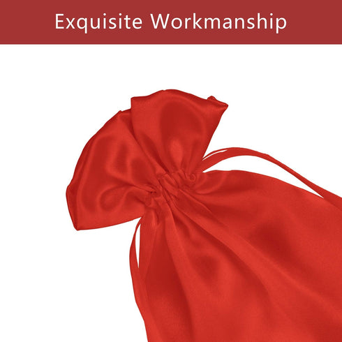 50 Pack 5X7 Red Satin Bags, Small Gift, Jewelry, Wedding Favor, Baby Shower Party Favor Bags