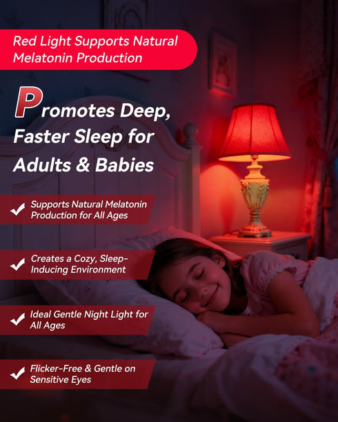 Neporal 7W 670nm Bulbs 100% A19 60W Bulbs Reading,4 Packs Red Light for Sleep, Blue Light Blocking Red Night Light