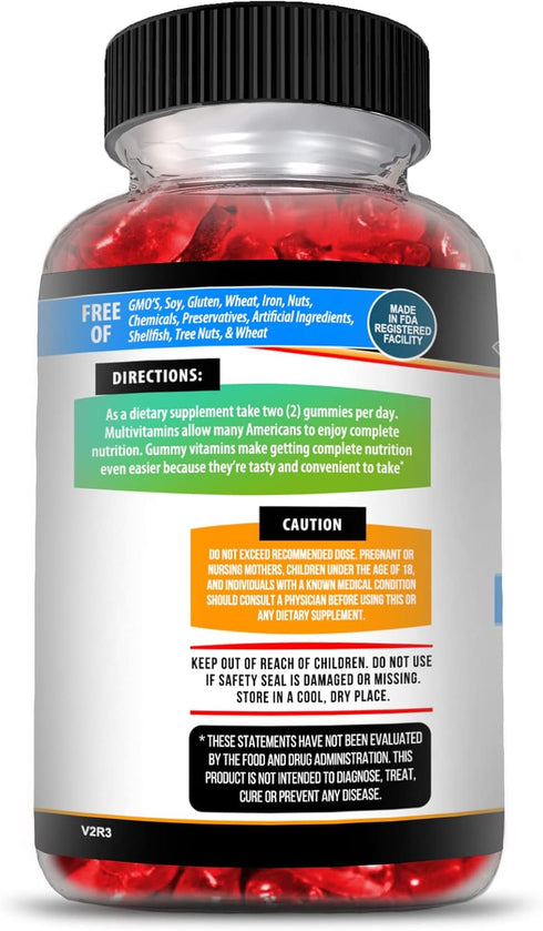Kaya Naturals Adult Multi Vitamin Gummy, Strawberry Flavor, Biotin, Vitamins A, C, E, Zinc, B-12, 60 Gummies