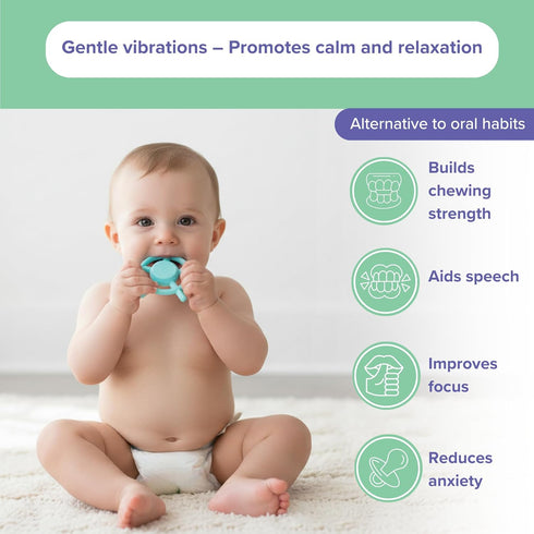 TalkTools Rechargeable Sensory Teether Soft Food-Grade Silicone, Gentle Pulsing, Multiple Intensity Levels, Waterproof