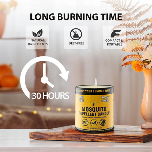 Outdoor Mosquito Repellent Candle with Citronella, Lemongrass & Rosemary