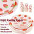 Strawberry Party Tableware Set - 200PCS Birthday Supplies Disposable Paper Plates Dinnerware for 50 Guests