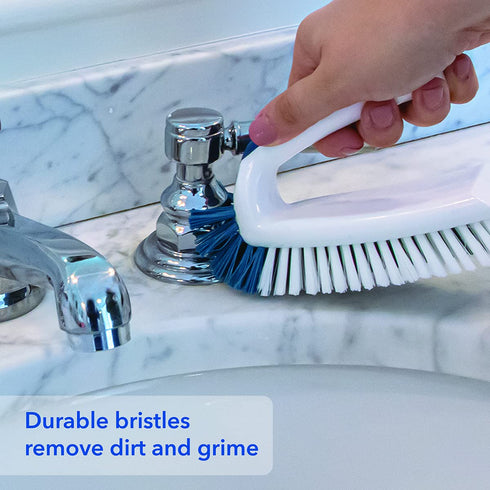 Unger Multi-Purpose Counter & Fixture Scrub Brush – Non-Slip Scrub Brush, Small Cleaning Brush, Household Cleaning Supplies, Removes Dirt & Grime, Bathroom Sinks, Kitchen Countertops & Faucets