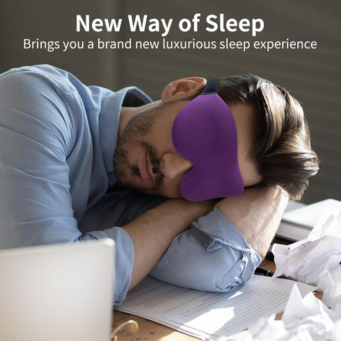 NEWVANGA 3D Sleep Mask for Back and Side Sleepers, Luxury Eye Mask to Block Out Light, Breathable Travel Cover Purple