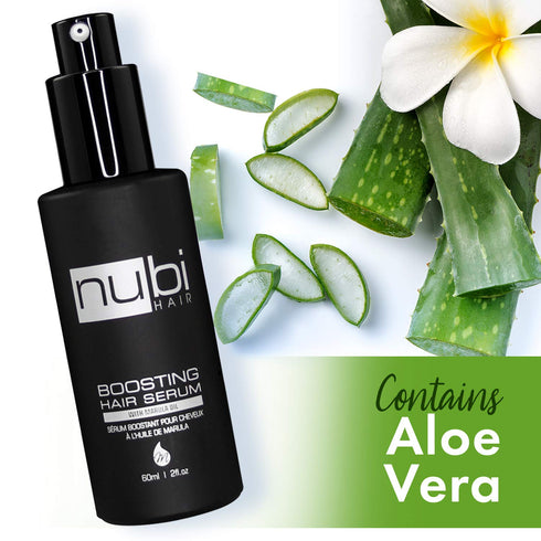Nubi Boosting Hair Serum - Marula Oil with Vitamin E & Aloe Vera - Refresh Dry, Dull Hair - 2 Fl. Oz. / 60 Ml. (2 Pack)