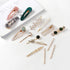 Mehayi 20 PCS Handmade Hair Clips, Pearls and Acrylic Resin Barrettes, Glitter Crystal Geometric Hairpin, Elegant Gold