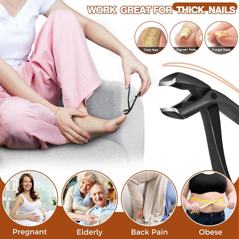 Nail Clippers for Men Thick Toenails, Heavy Duty Angled Toenail Clippers with Wide Jaw Opening, Sharp Stainless Steel
