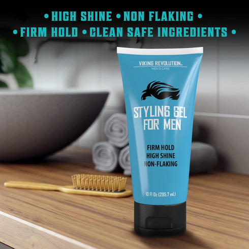 Viking Revolution Hair Gel for Men, Strong Hold Clear Styling Gel, Extra Strength for Firm Hold and High Shine (10oz)
