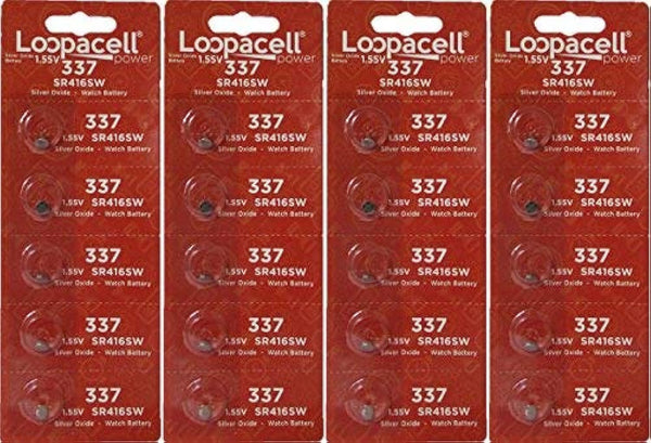 337 (SR416SW) 1.55V Silver Oxide Watch Battery (20 Batteries)