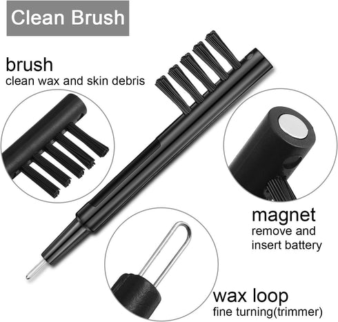 12 Pieces Hearing Aid Cleaning Brush, Amplifier Brushes with Wax Loop and Magnet for Care