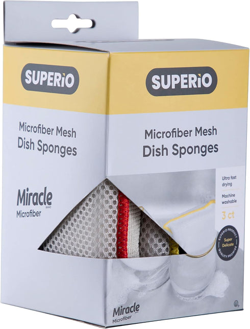 Pack 12 Microfiber Sponges for Dishes Kitchen Sponges Non-Scratch Sponge Dish Scrubber Heavy Duty Household Cleaning