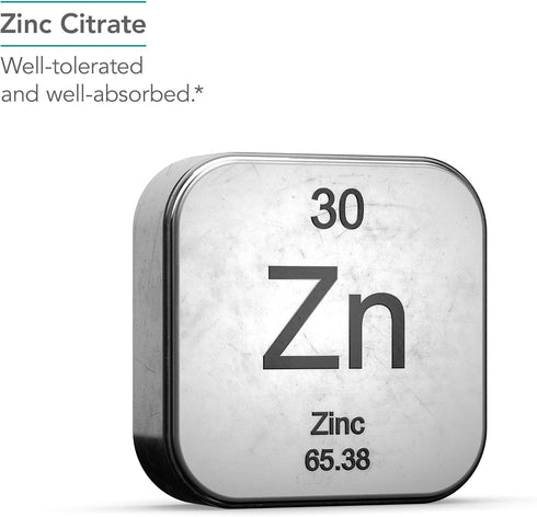 Nutricology Zinc Citrate Supplement, 50mg Vegetarian Capsules, Immune Support, 60 Count