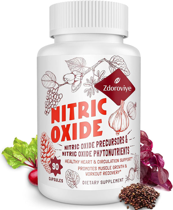 Nitric Oxide Supplement for Men 2,255mg Per Serving – 13 in 1 Nitric Oxide Precursor & Phytonutrients Complex, 90