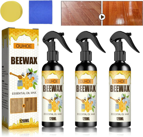 3Pcs Natural Beeswax Spray - Micro Molecularized Beeswax Furniture Polish & Cleaner, 360ML
