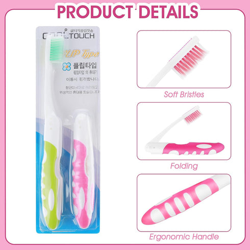 2Pcs Travel Toothbrush - Portable Soft Folding Toothbrushes for Travel Camping Hiking