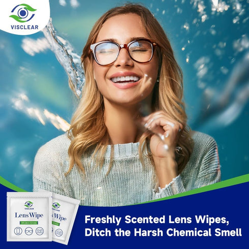 VisClear 200 Counts, Packed, Eyeglass Cleaner Wipes, Ocean scented,No Scratches and Safe for Prescription Lens Wipes