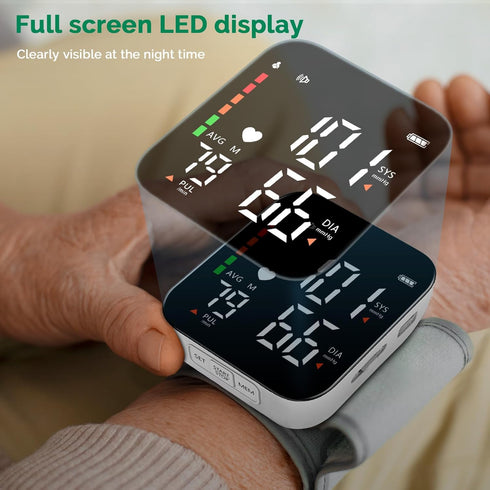 Wrist Blood Pressure Monitor - Automatic Talking Cuff with Digital Full Screen Display