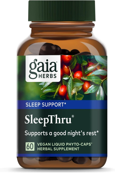 Gaia Herbs SleepThru - Natural Sleep Support Supplement, 60 Vegan Liquid Phyto-Capsules, 30-Day Supply