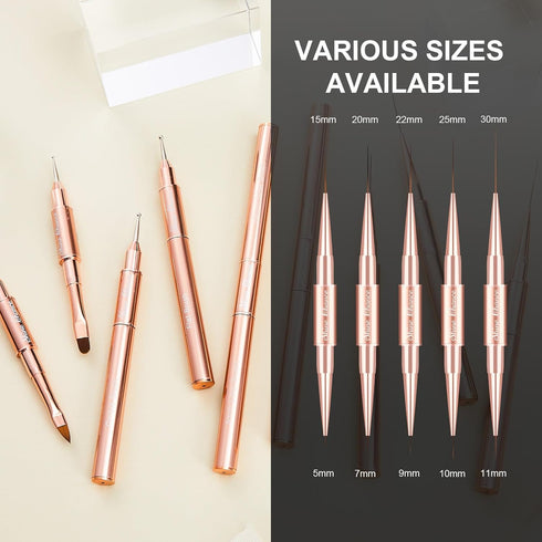 9Pcs Nail Art Brushes Set - Professional Double-Ended Acrylic Liner Detail Brushes for DIY Home Salon