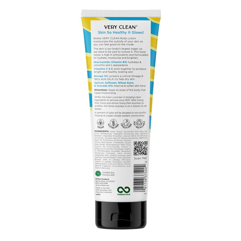 ShiKai Very Clean Body Lotion (Island Coconut, 8 oz) | Hydrating Moisturizer for Dry Skin with Niacinamide, Borage Oil,