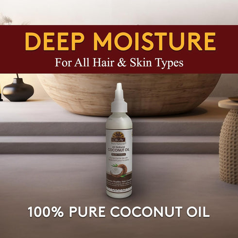 Okay 100% Pure Coconut Oil - Hair & Skin, Natural, 4 fl oz Squeeze Bottle (Pack of 1)